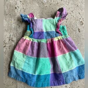 GAP Girls Multicolor Pastel Plaid Dress - Pink, Blue, Green, Purple